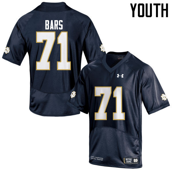 Youth #71 Alex Bars Notre Dame Fighting Irish College Football Jerseys-Navy Blue